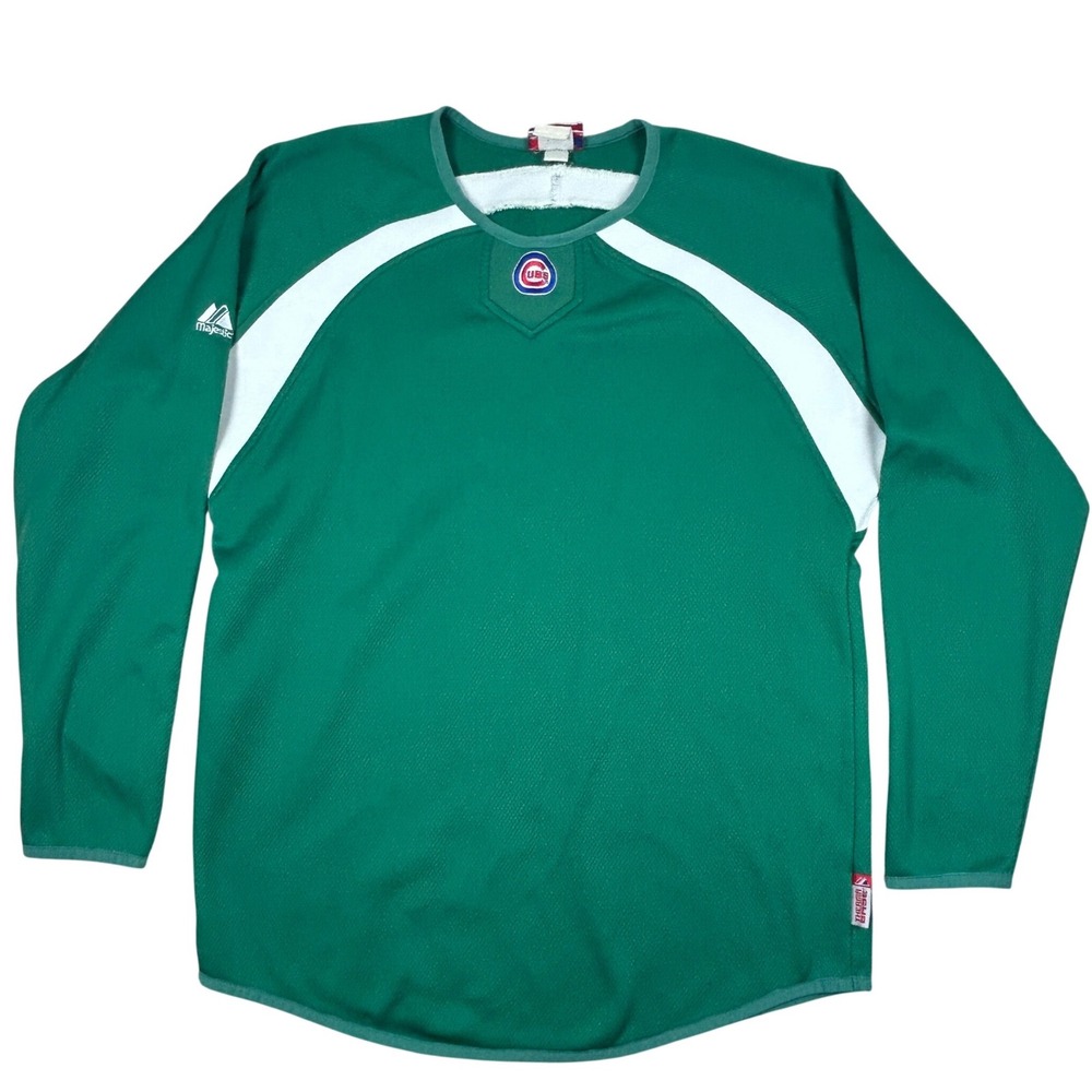 Majestic Chicago Cubs Jersey Mens XL Green Vintage VTG Baseball Sporty MLB Shirt